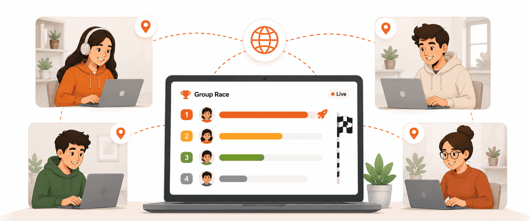 Remote students joining a synchronized Zingo Ringo quiz race